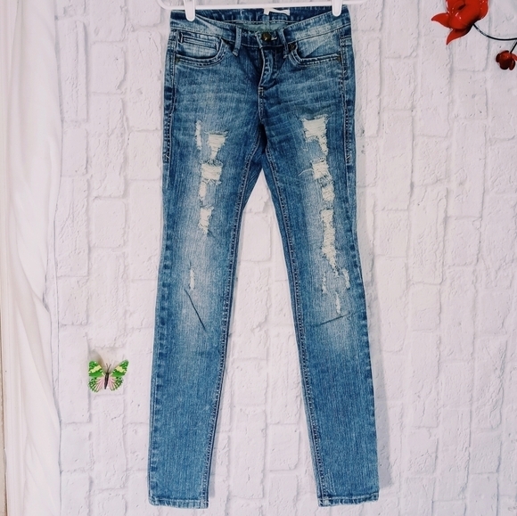 Rachel Rachel Roy Distress‎ Chain Details Denim Jeans - Picture 1 of 4